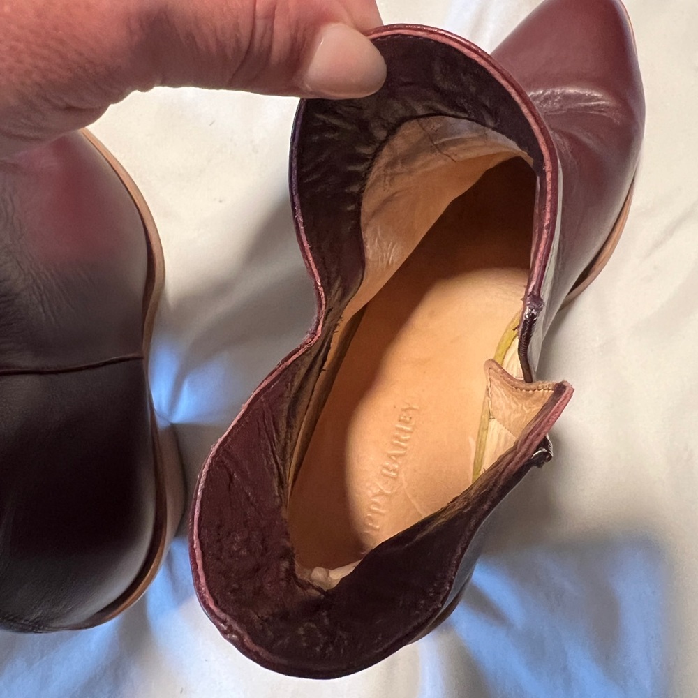 Women's Leather Ankle Boots: Poppy Barley- Rich Burgundy - Picture 5 of 6